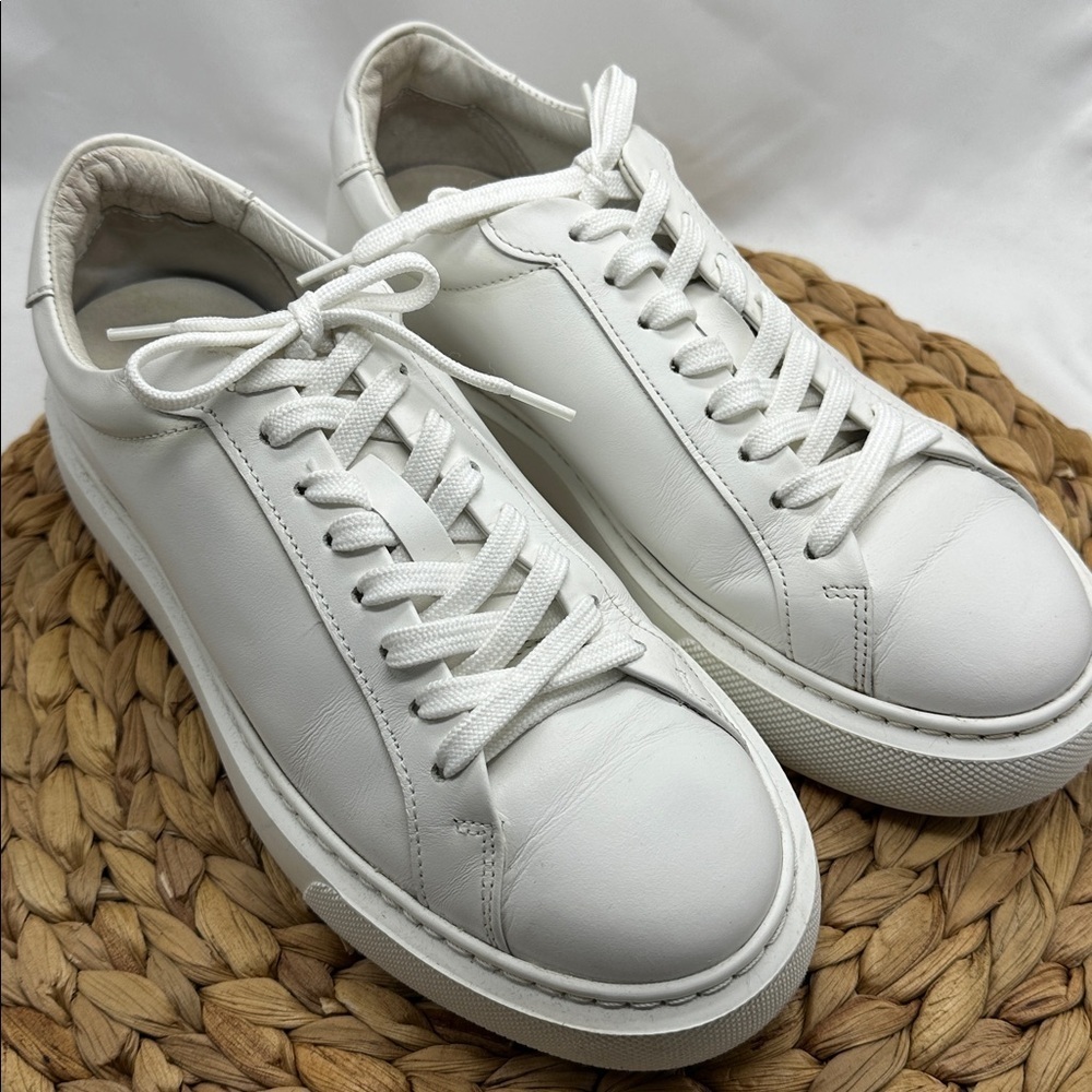Arne Essential White Leather Platform Trainer Made in Portugal